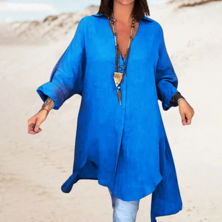 FEMA – LANGARMLIGE BLUSE MIT V-AUSSCHNITT