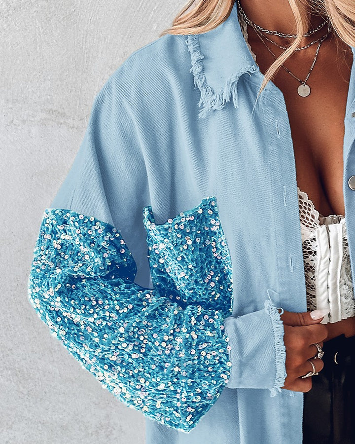 MAYA – JEANSHEMD MIT GLITZERDETAILS