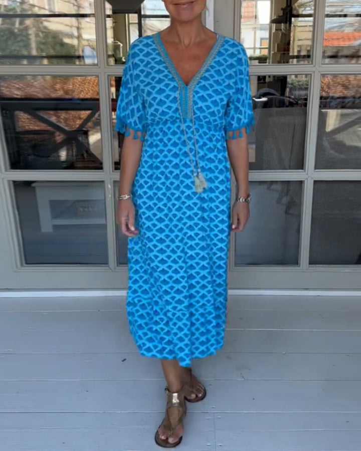 LAYLA – VIBRANTES GEOMETRISCHES MIDI-KLEID