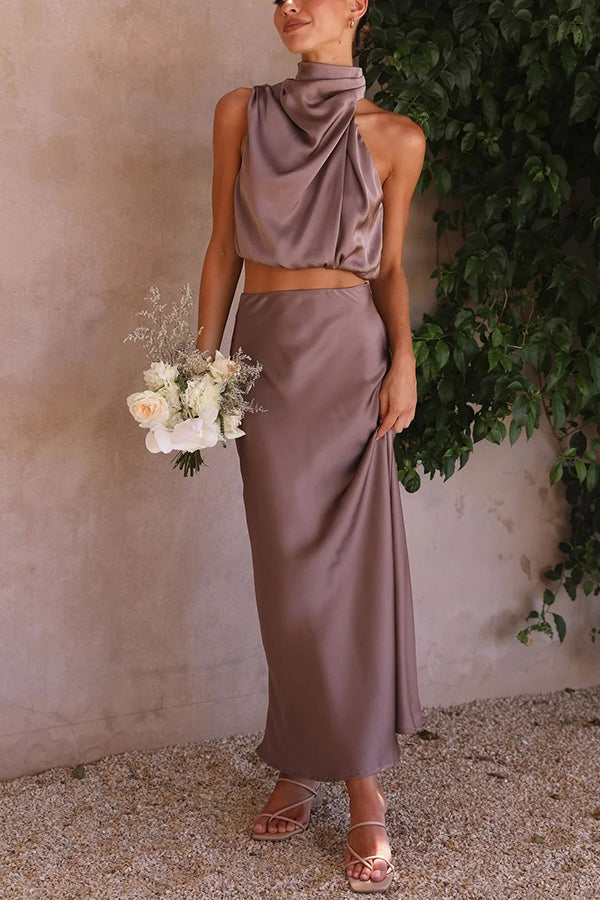 KELLY – ZWEITEILIGES SATIN-KLEID