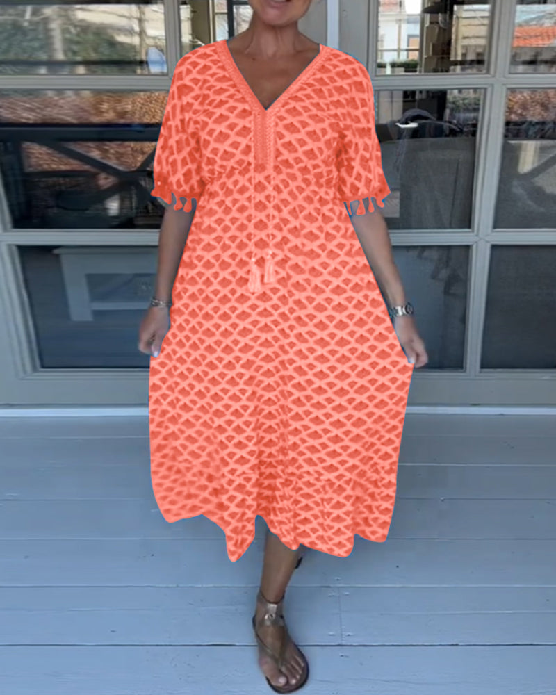 LAYLA – VIBRANTES GEOMETRISCHES MIDI-KLEID