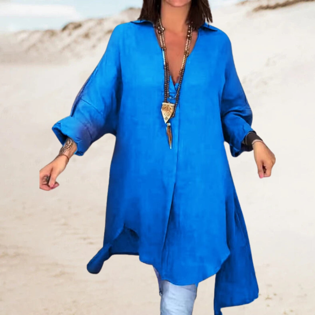 FEMA – LANGARMLIGE BLUSE MIT V-AUSSCHNITT