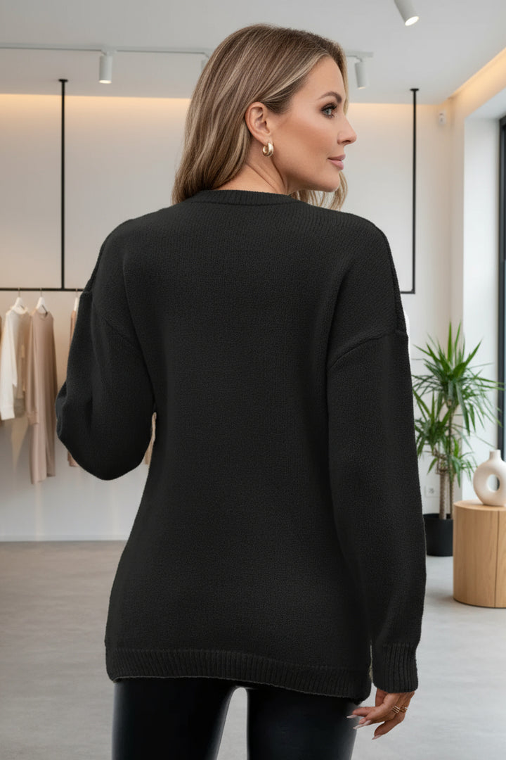 INGRID - STRICKPULLOVER MIT WICKELOPTIK