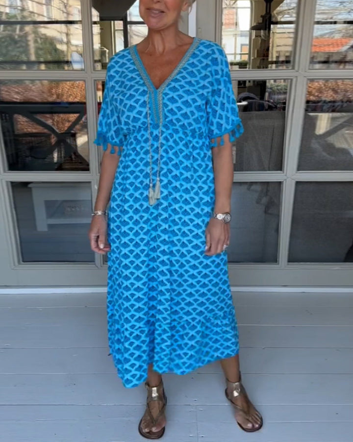 LAYLA – VIBRANTES GEOMETRISCHES MIDI-KLEID