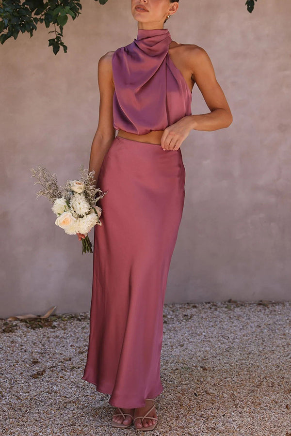 KELLY – ZWEITEILIGES SATIN-KLEID