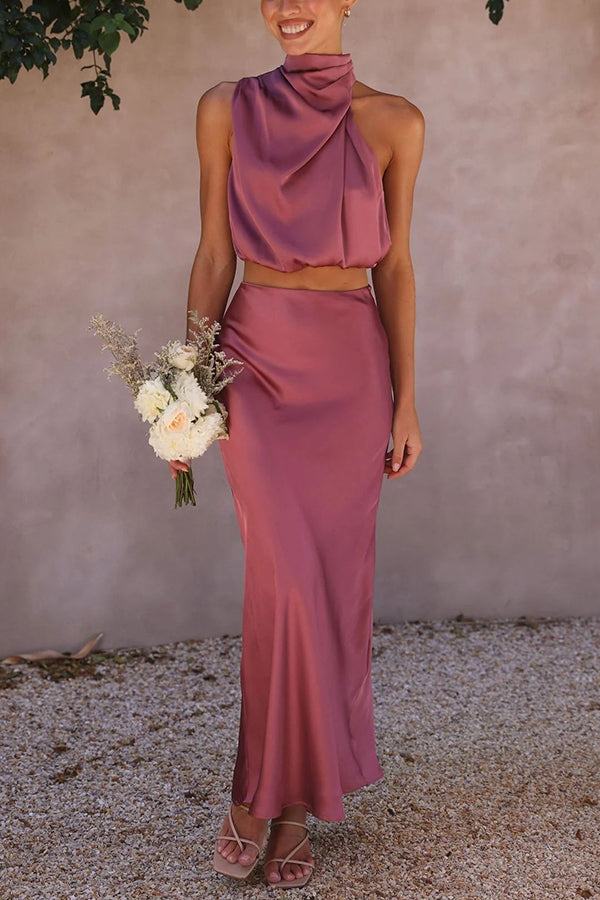 KELLY – ZWEITEILIGES SATIN-KLEID