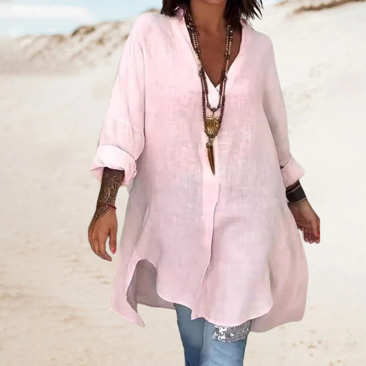 FEMA – LANGARMLIGE BLUSE MIT V-AUSSCHNITT