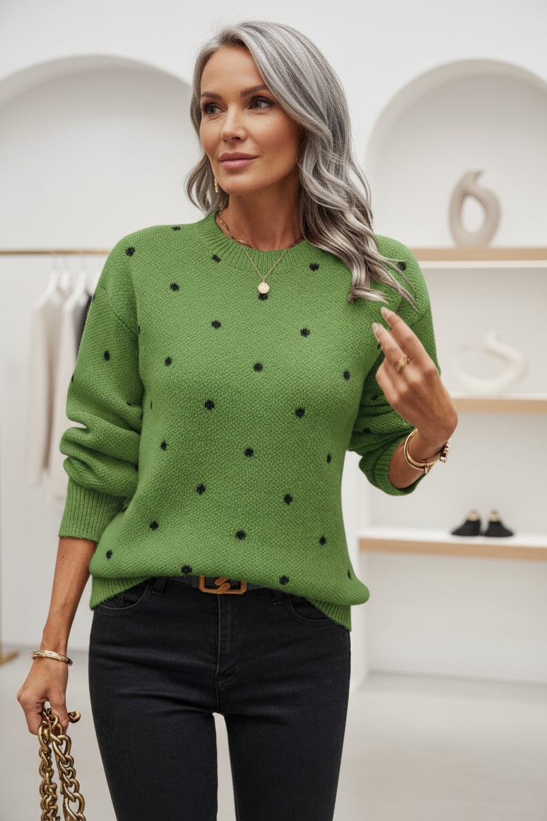 HEIDI – GEMUSTERTER STRICKPULLOVER
