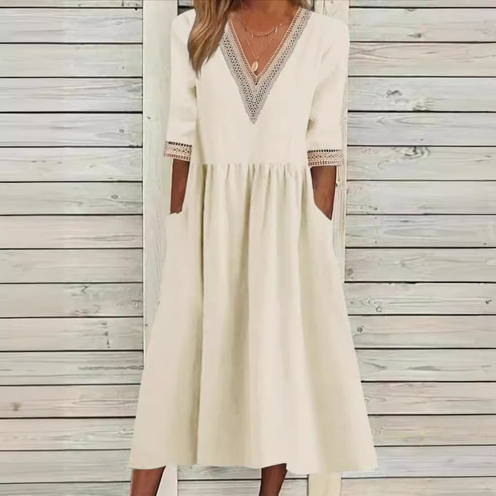 TEAGEN – V-AUSSCHNITT MIDI KLEID