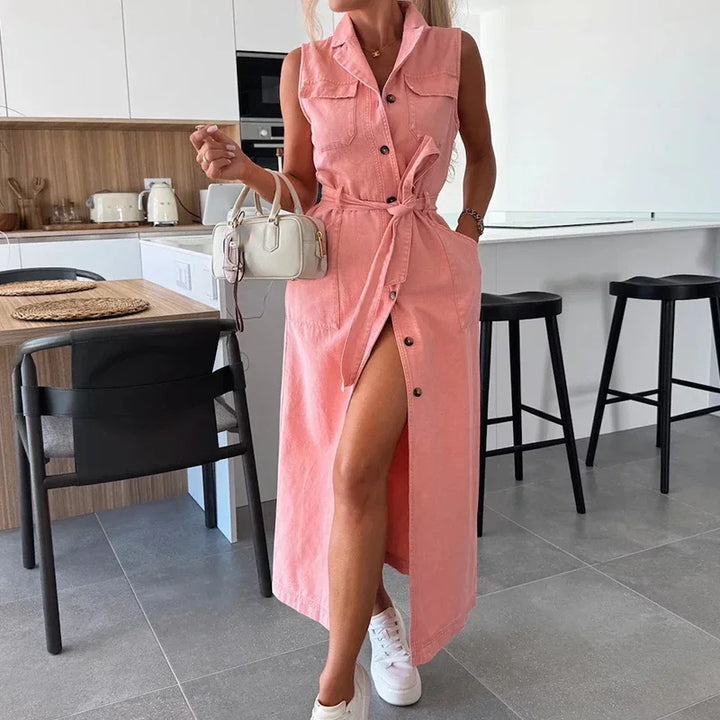 FIONA – BAUMWOLL-JEANS MAXIKLEID