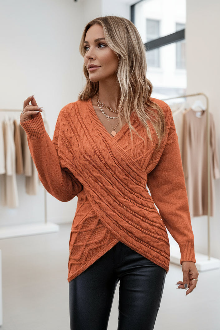 INGRID - STRICKPULLOVER MIT WICKELOPTIK