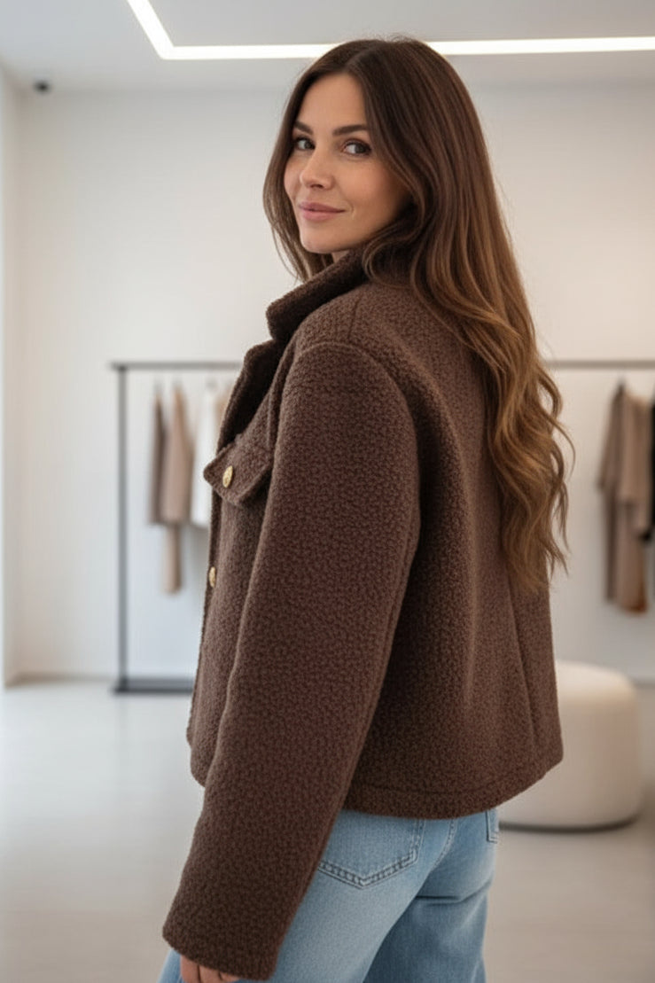 AMIRA - TEDDYJACKE MIT GOLDKNÖPFEN