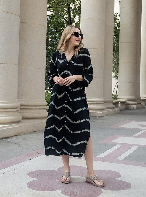 LARA - BOHO GESTREIFTES KLEID